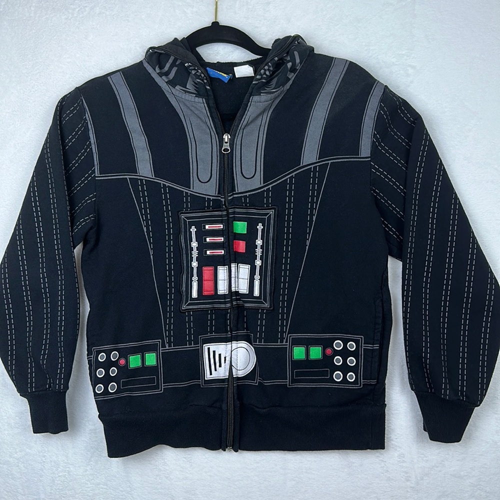 Star Wars Boys Zippered Hoodie Jacket Graphic Black Size Medium